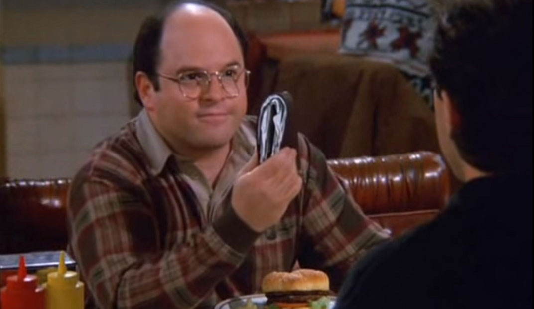 George Costanza's enormously overstuffed wallet, a memorable subtopic in Seinfeld.